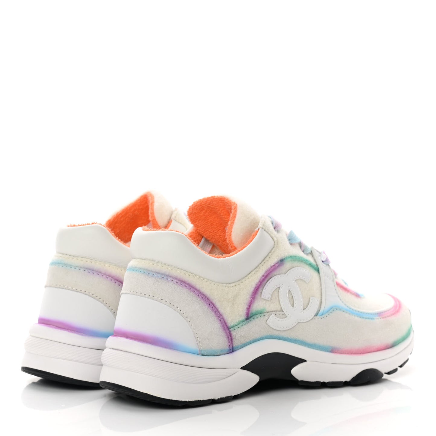 Wool Suede Calfskin CC Sneakers 37.5 Multicolor