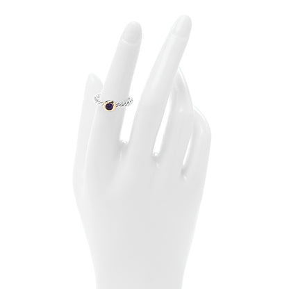 David Yurman Sterling Silver 14K Yellow Gold Amethyst Petite Cable Ring 52 6 2 of 4