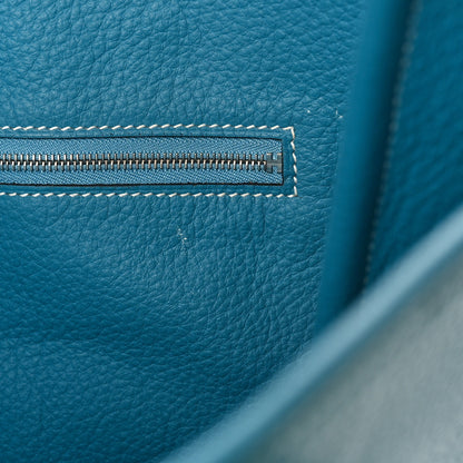 Hermes Taurillon Clemence Victoria II Cabas 32 Blue Jean 9 of 9