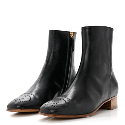 Gucci Goatskin Hills Logo Ankle Boots 38 Black 3 of 9