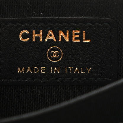 Chanel Lambskin Quilted Zip Around Boy Coin Purse Wallet Black 6 of 7