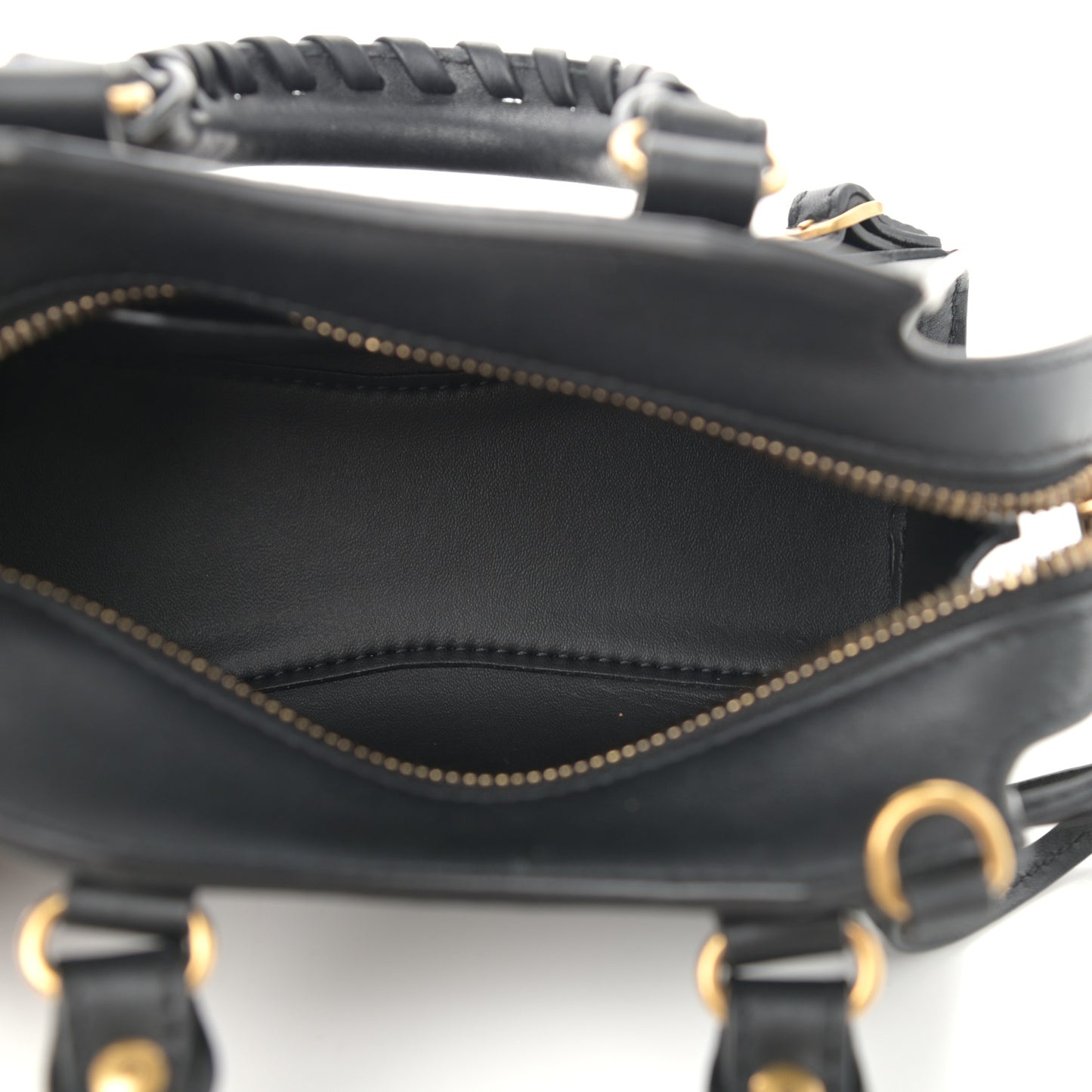 Smooth Calfskin Neo Classic Brass Hardware Nano City Crossbody Black