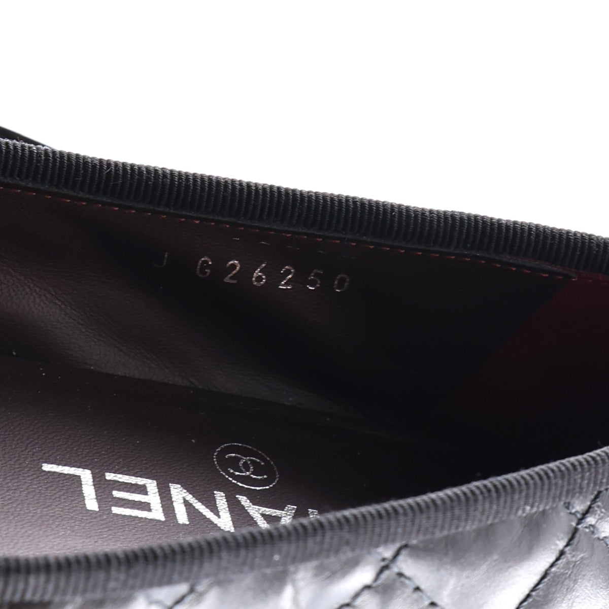 Aged Calfskin Quilted CC Cap Toe Ballerina Flats 36 Black