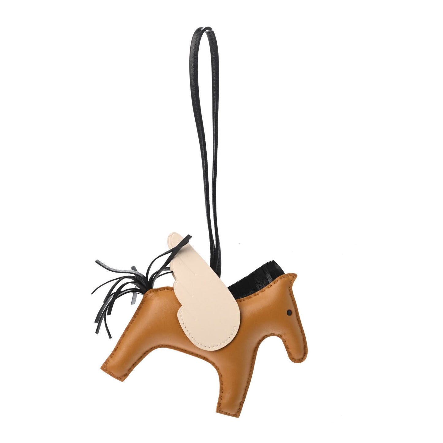 Milo Lambskin Grigri Rodeo Pegase Horse Bag Charm MM Sesame Black Nata