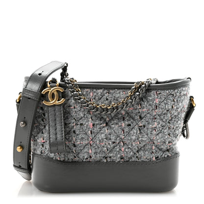 Chanel Tweed Calfskin Quilted Small Gabrielle Hobo Grey 1 of 10