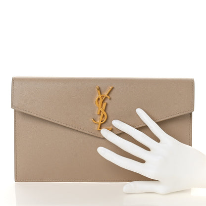 Saint Laurent Grain De Poudre Uptown Pouch Dark Beige 2 of 8