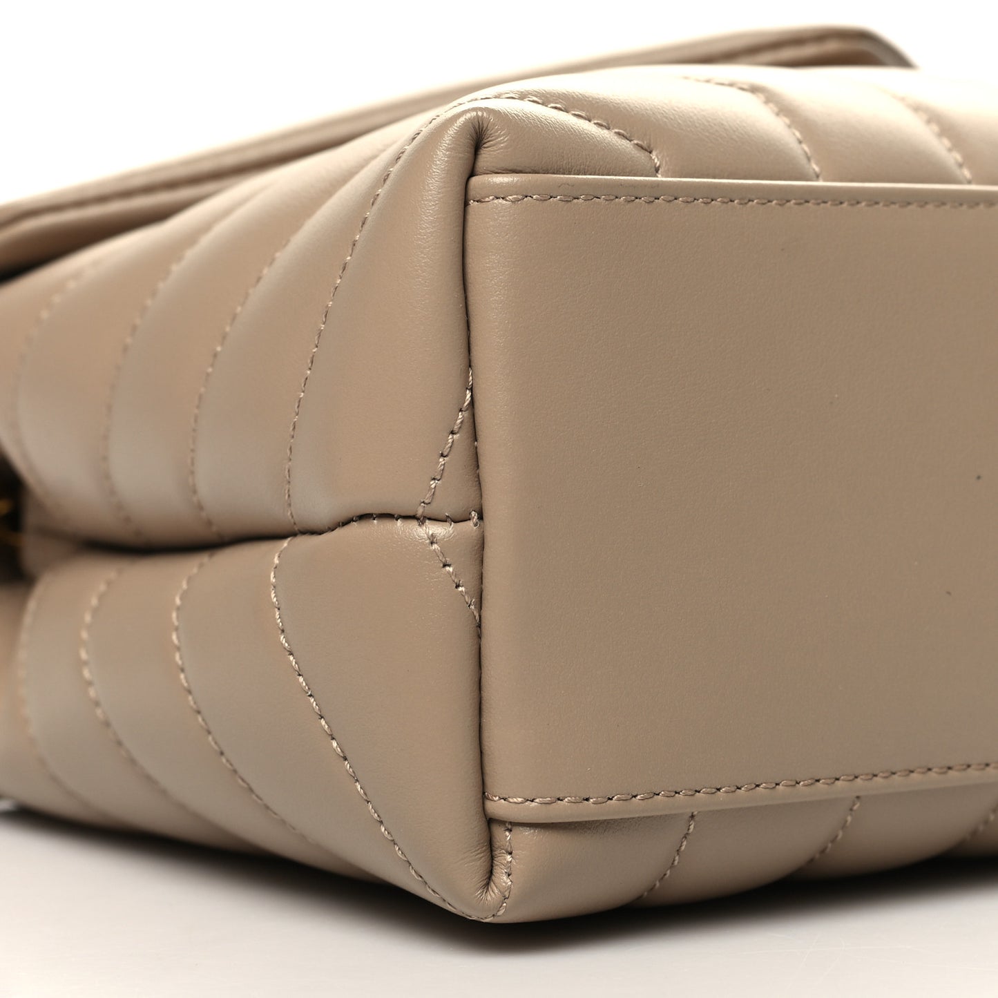 Calfskin Y Quilted Monogram Small Loulou Chain Satchel Dark Beige