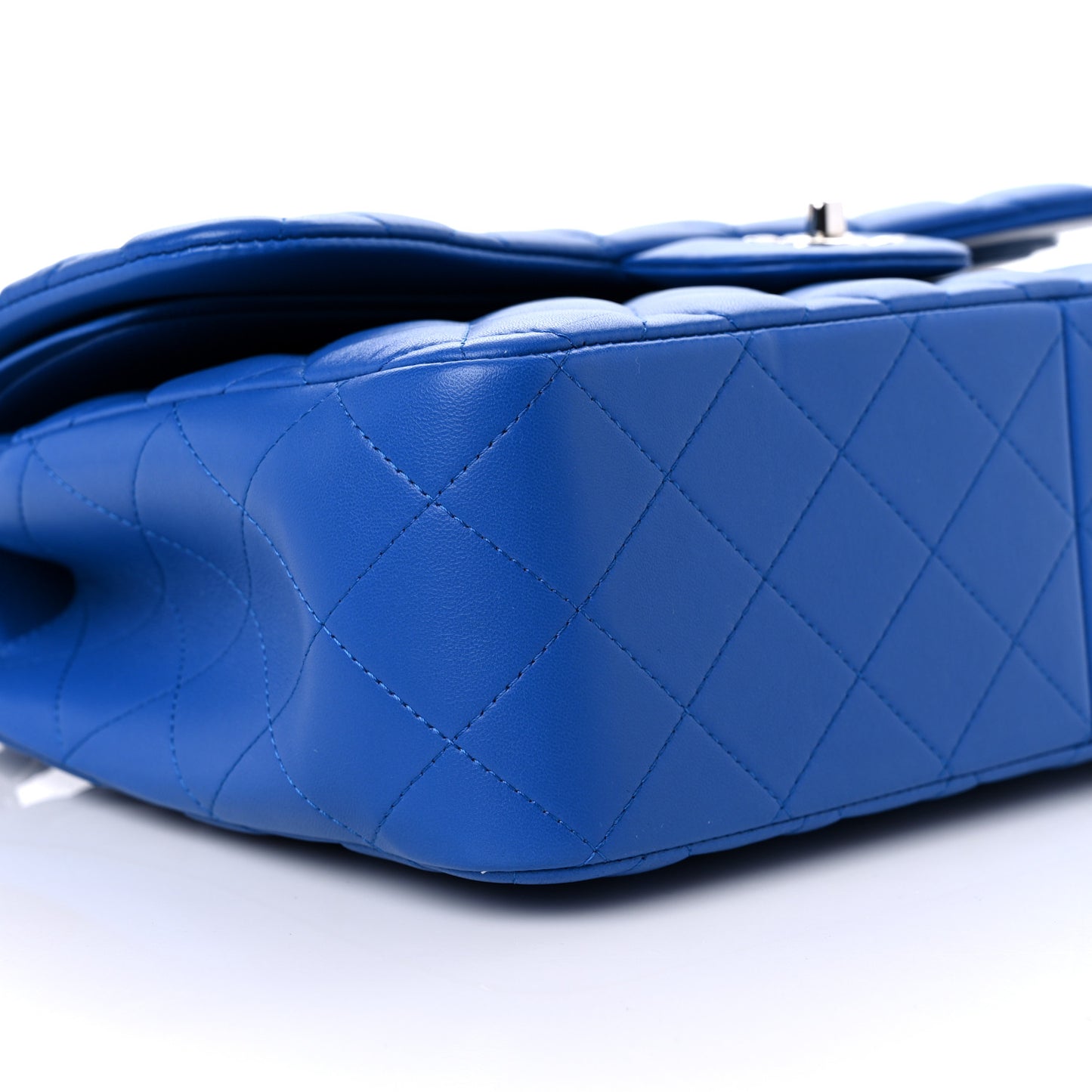 Lambskin Quilted Jumbo Double Flap Blue