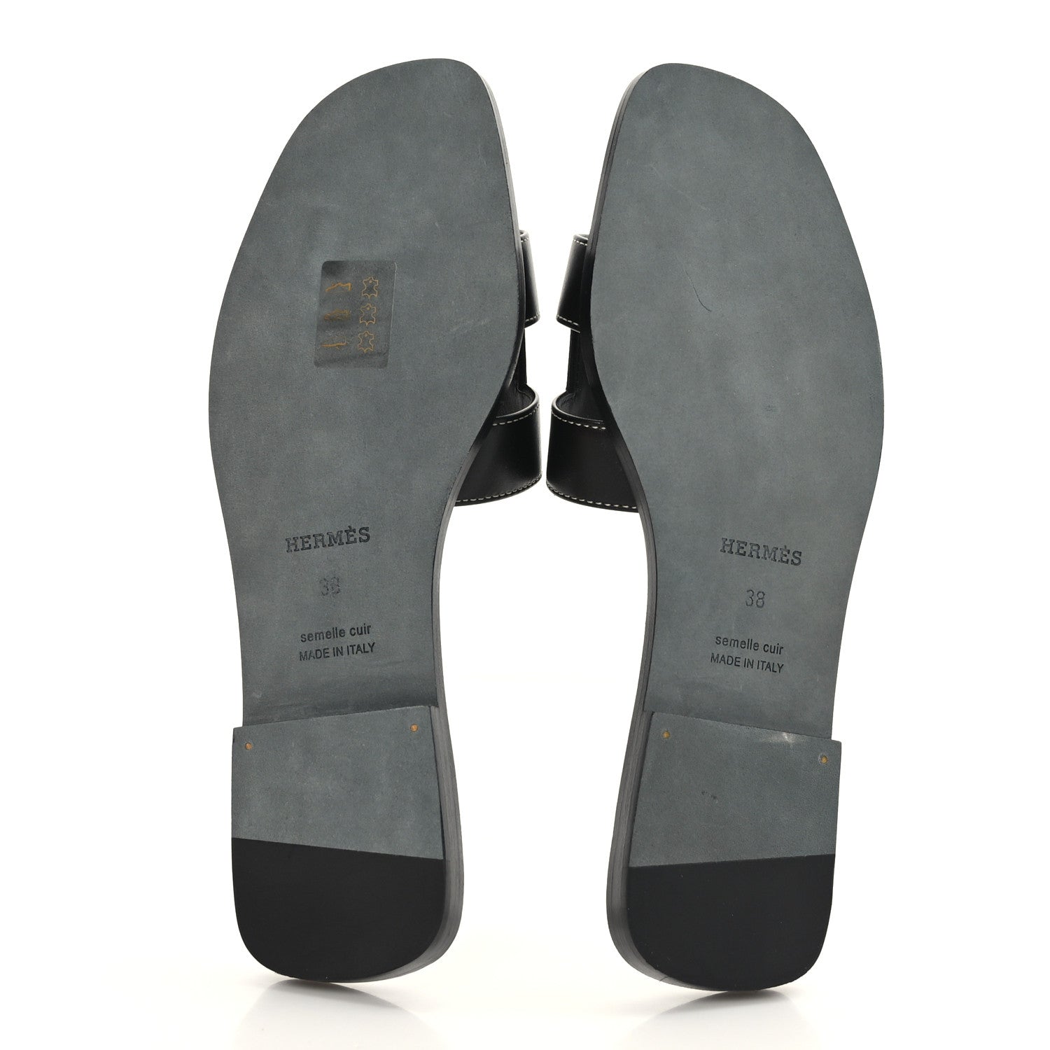 Hermes Box Calfskin Oran Sandals 38 Black 5 of 9