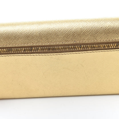 Prada Metallic Saffiano Metal Continental Flap Wallet Platino 11 of 13