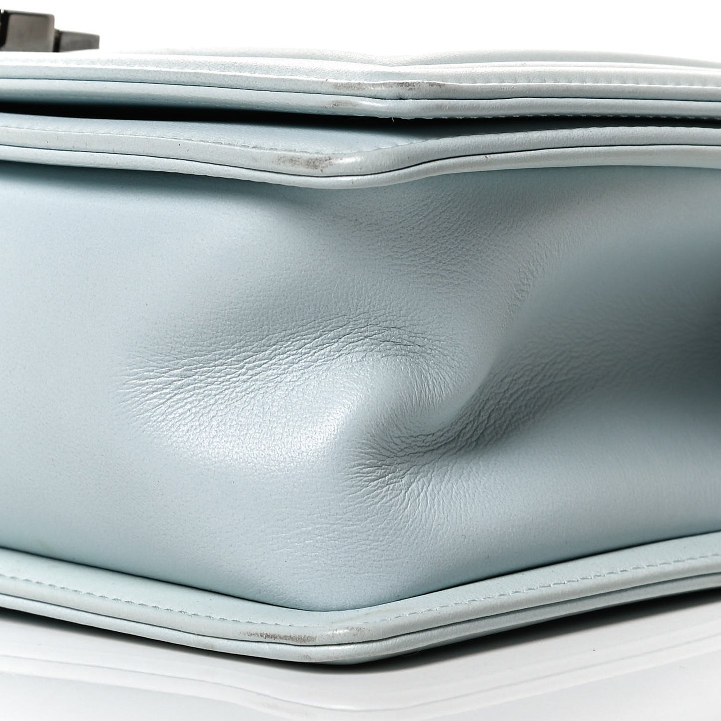 Lambskin Quilted Medium Boy Flap Light Blue