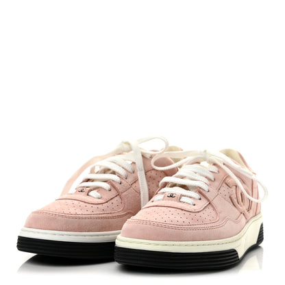 Chanel Suede Womens CC Sneakers 38.5 Light Pink 4 of 11