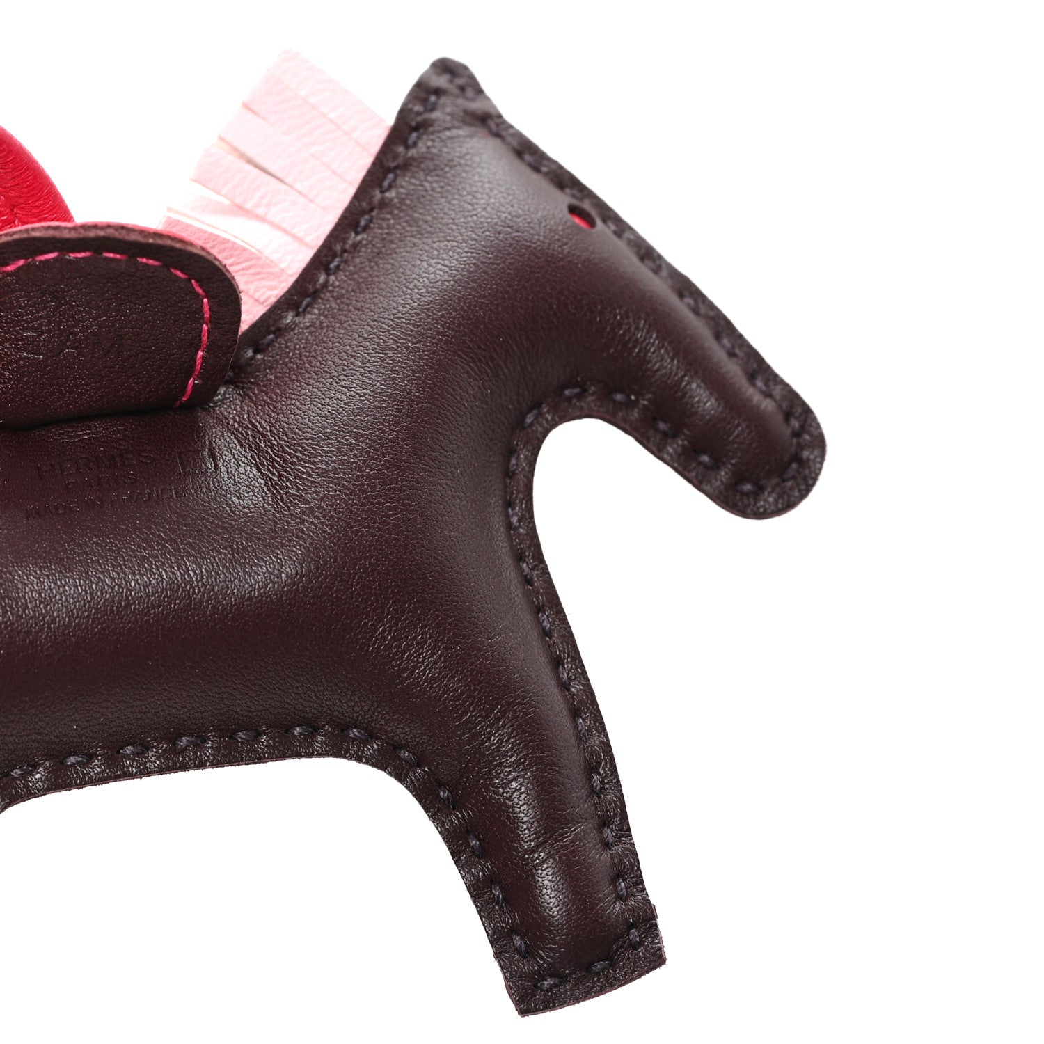 Hermes Milo Lambskin Matte Alligator Touch Grigri Rodeo Horse Bag Charm PM Rouge Sellier Framboise Rose Sakura 3 of 3