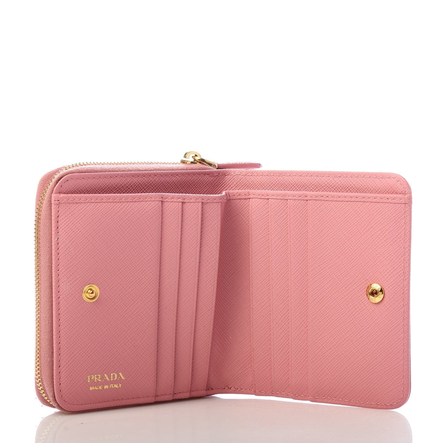 Saffiano Triangle Compact Zip Around Walle Petalo