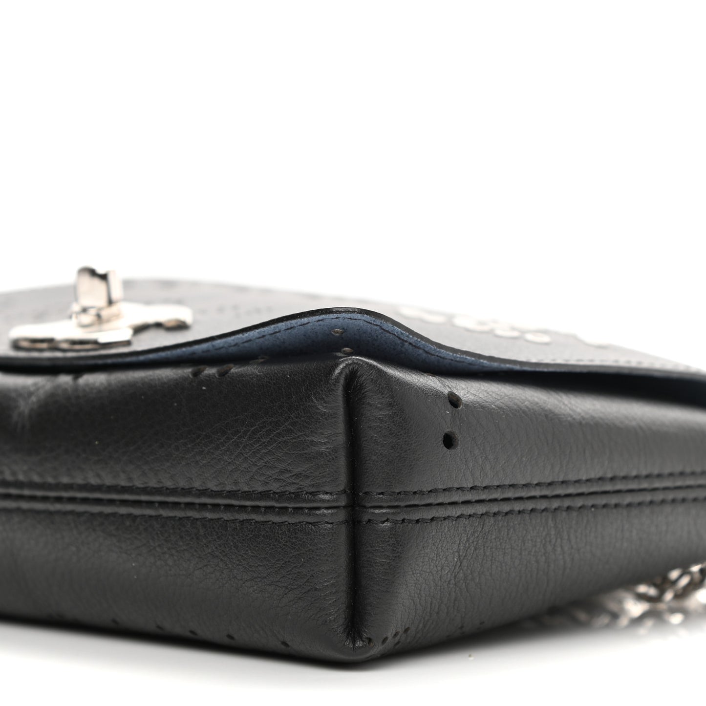 Calfskin Tweed Eyelet Flap Bag Black
