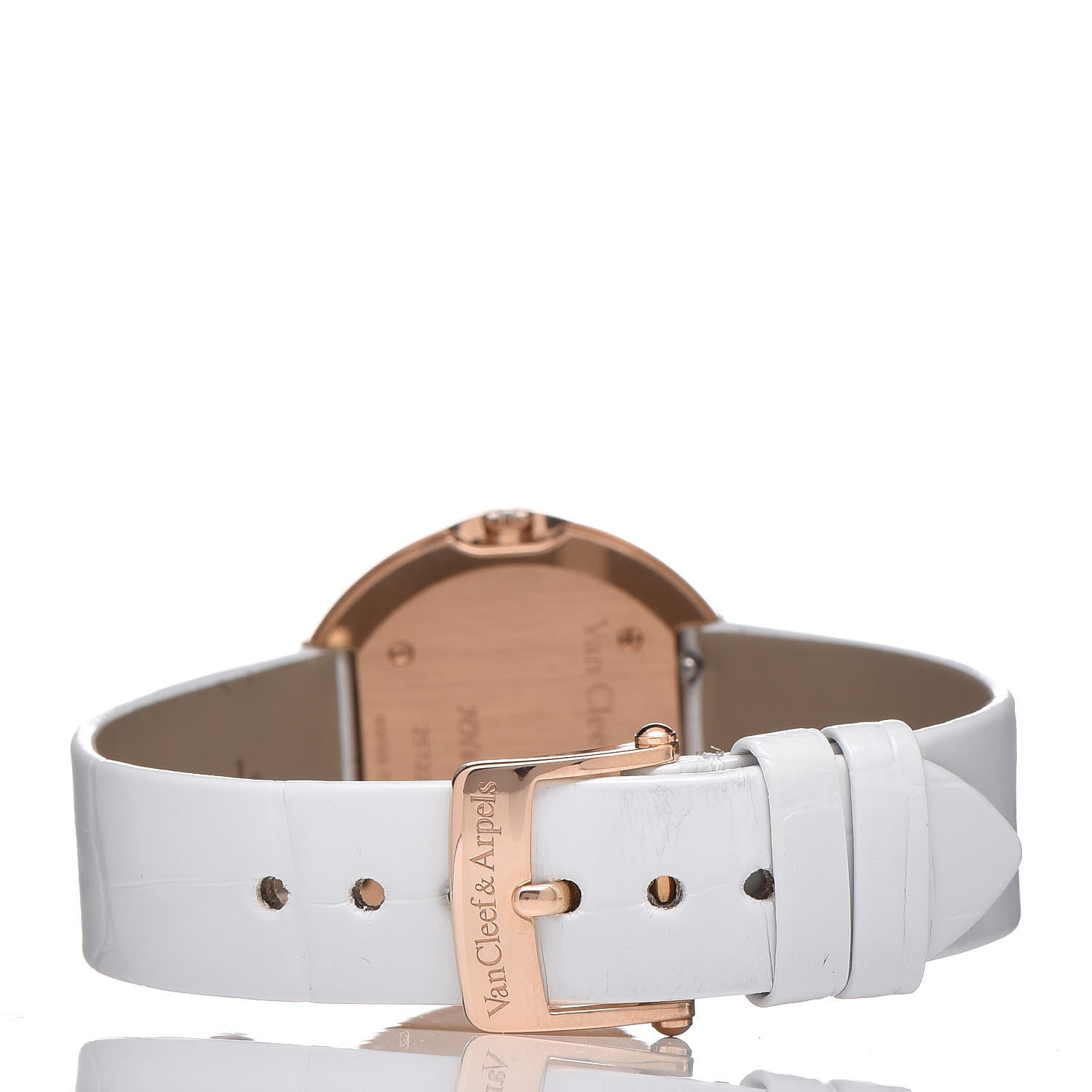 Van Cleef & Arpels 18K Rose Gold Alligator Diamond 32mm Charms Quartz Watch 4 of 9