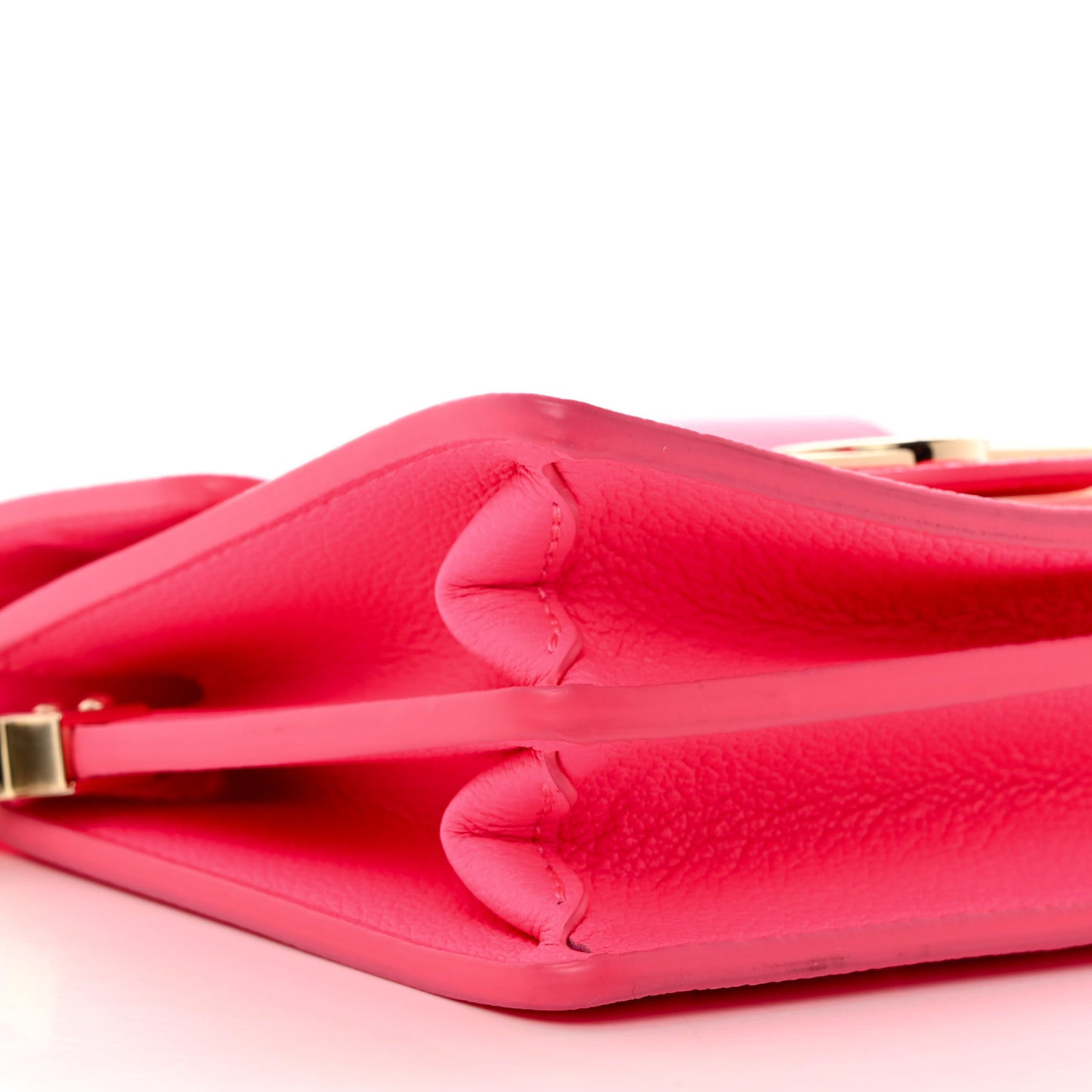 Grained Calfskin Tufted Monogram Mini Dauphine Fluo Pink