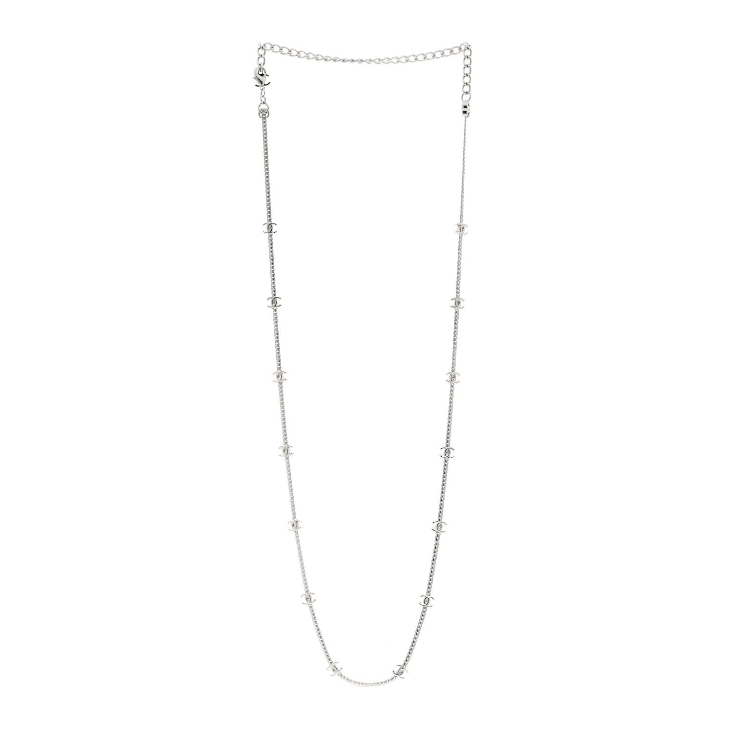 Chanel Metal CC Short Chain Necklace Silver 3 of 6