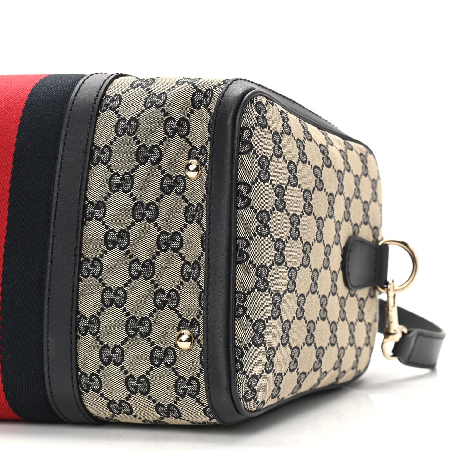 Monogram Selleria Calfskin Vintage Web Medium Boston Beige Blue