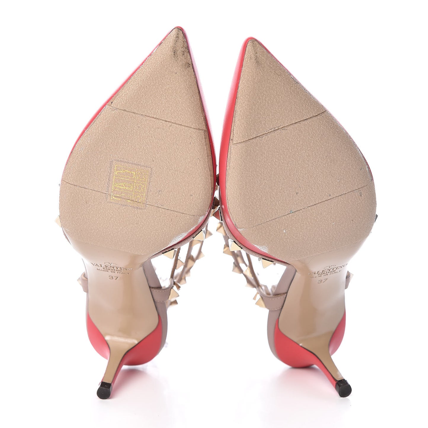 Nappa Rockstud Ankle Strap 65mm Pumps 37 Fragola Poudre