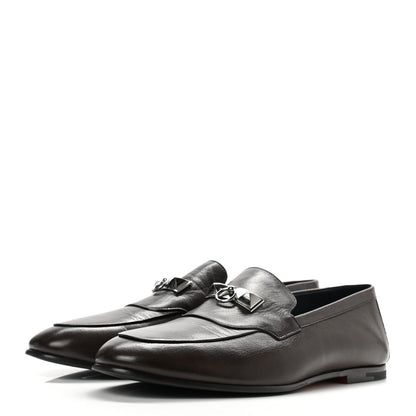 Hermes Goatskin Mens Blaise Loafers 43 Cacao 3 of 8