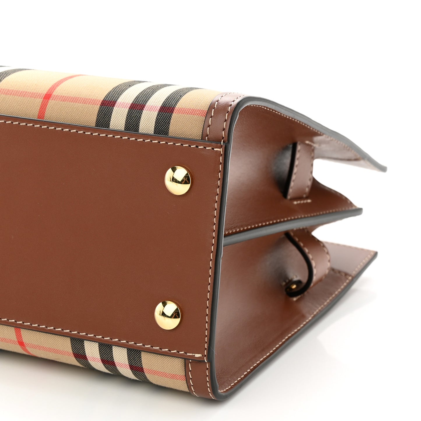 Calfskin Vintage Check Mini Two Handle Title Bag Archive Beige