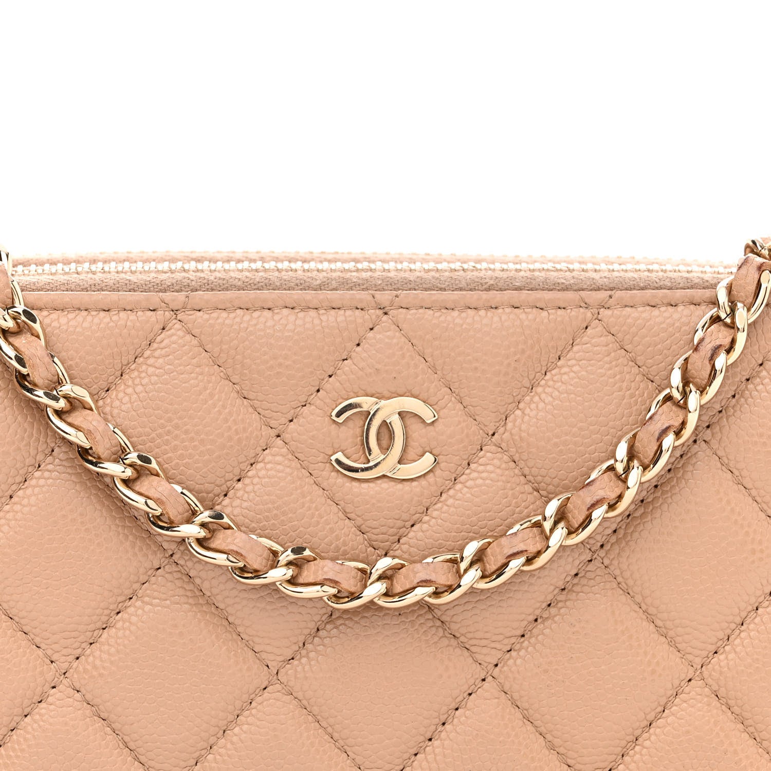 Chanel Caviar Quilted Small Clutch With Chain Beige 9 of 15