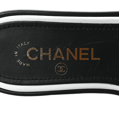 Chanel Lambskin Embroidered CC Mule Sandal 36 Black White 7 of 8