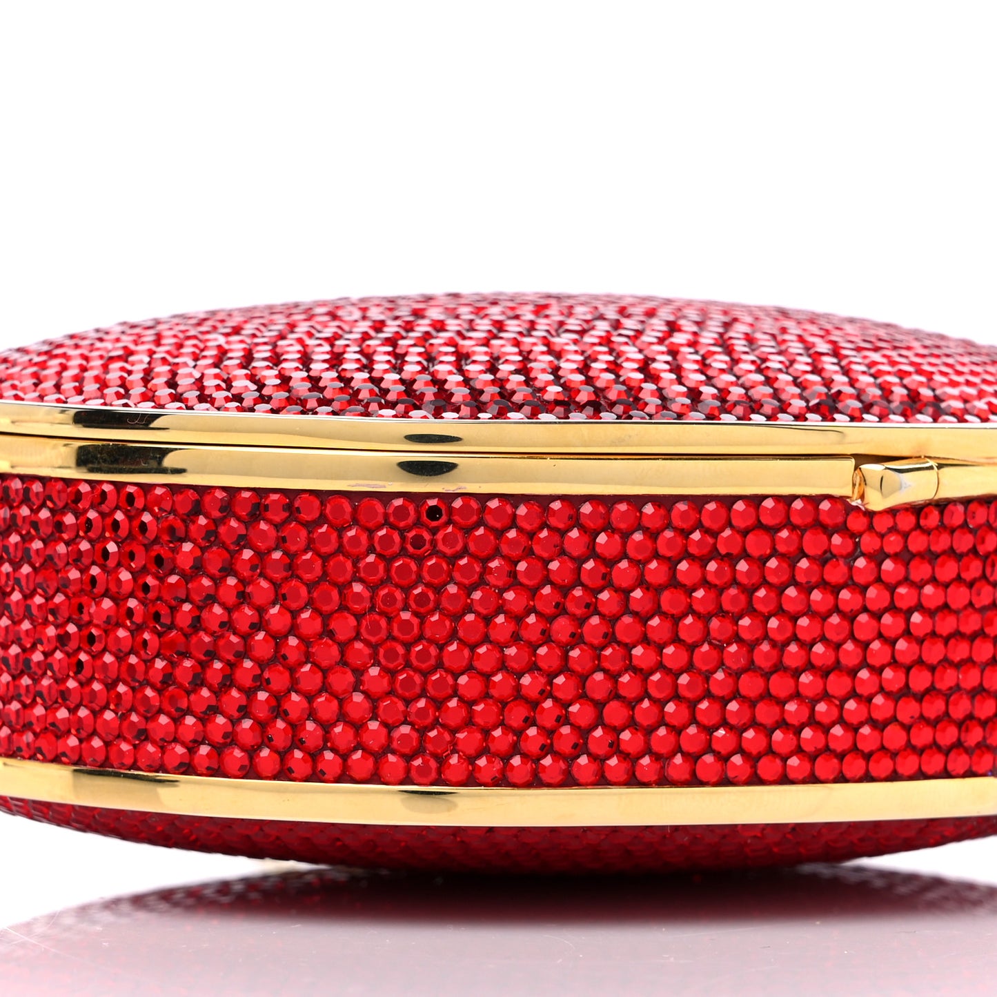 Swarovski Crystal Heart Minaudiere Clutch Red Gold