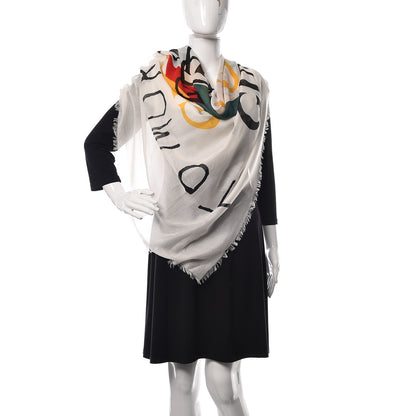 Gucci Modal Silk Coco Capitan Logo Square Scarf White 2 of 4