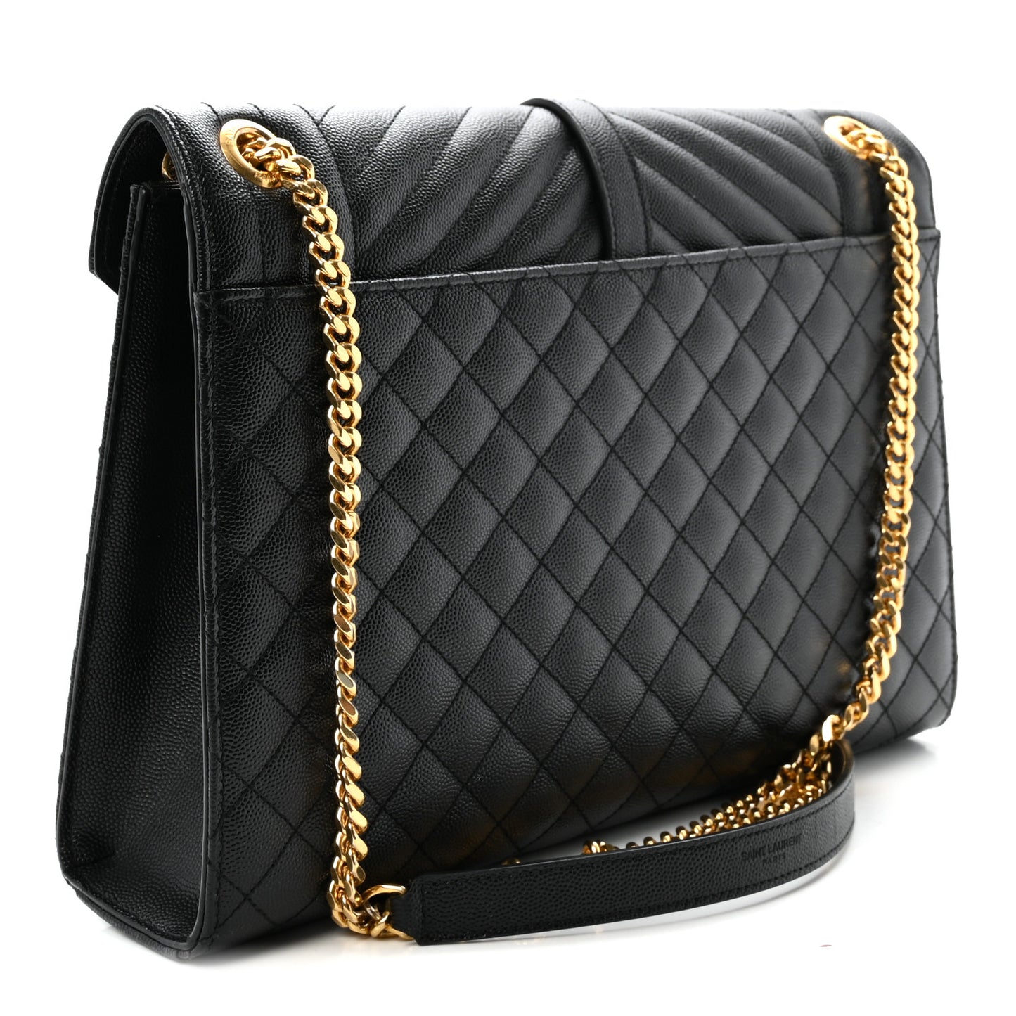 Grain De Poudre Textured Mixed Matelasse Large Triquilt Monogram Satchel Black