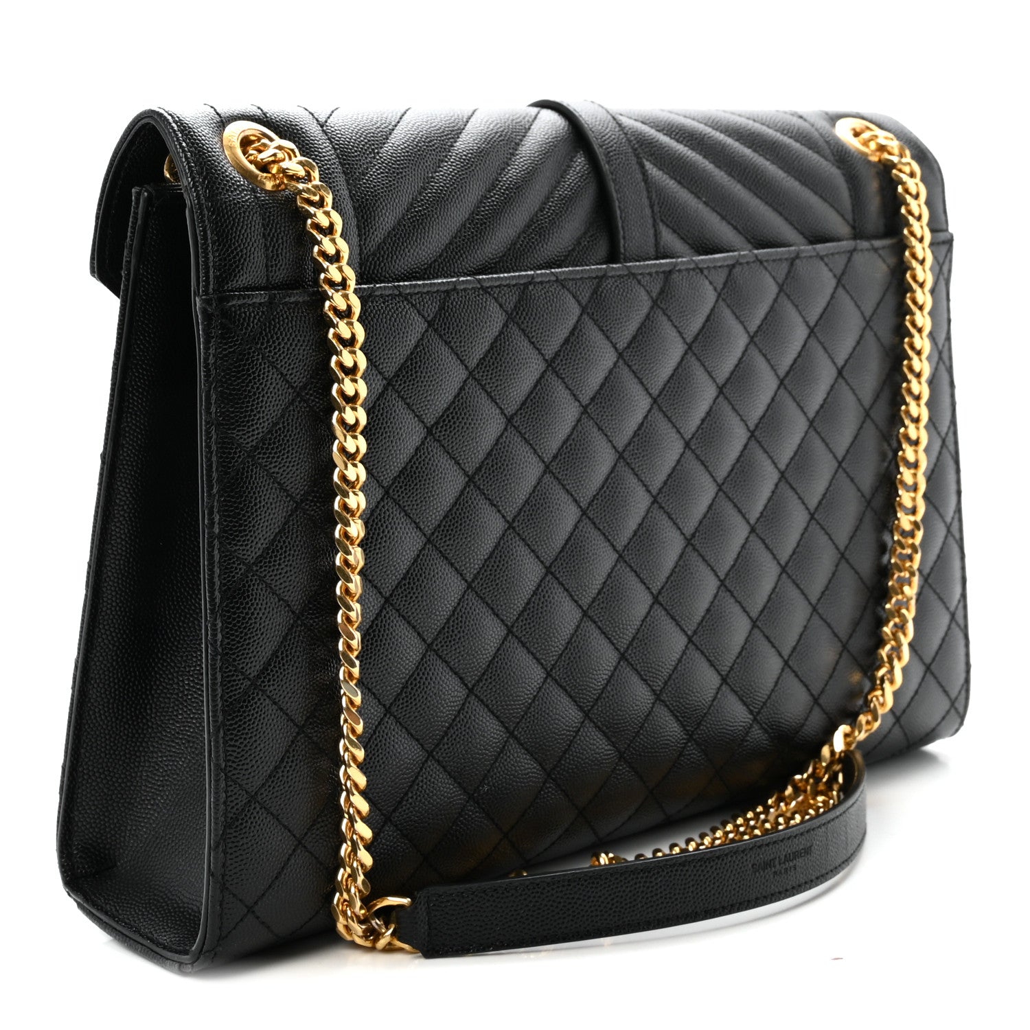 Saint Laurent Grain De Poudre Textured Mixed Matelasse Large Triquilt Monogram Satchel Black 3 of 9