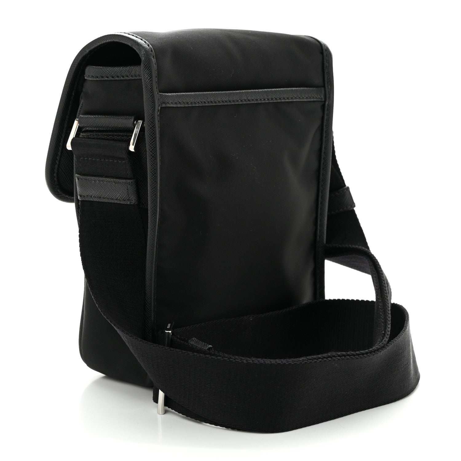 Prada Tessuto Nylon Saffiano Logo Messenger Bag Black 3 of 9