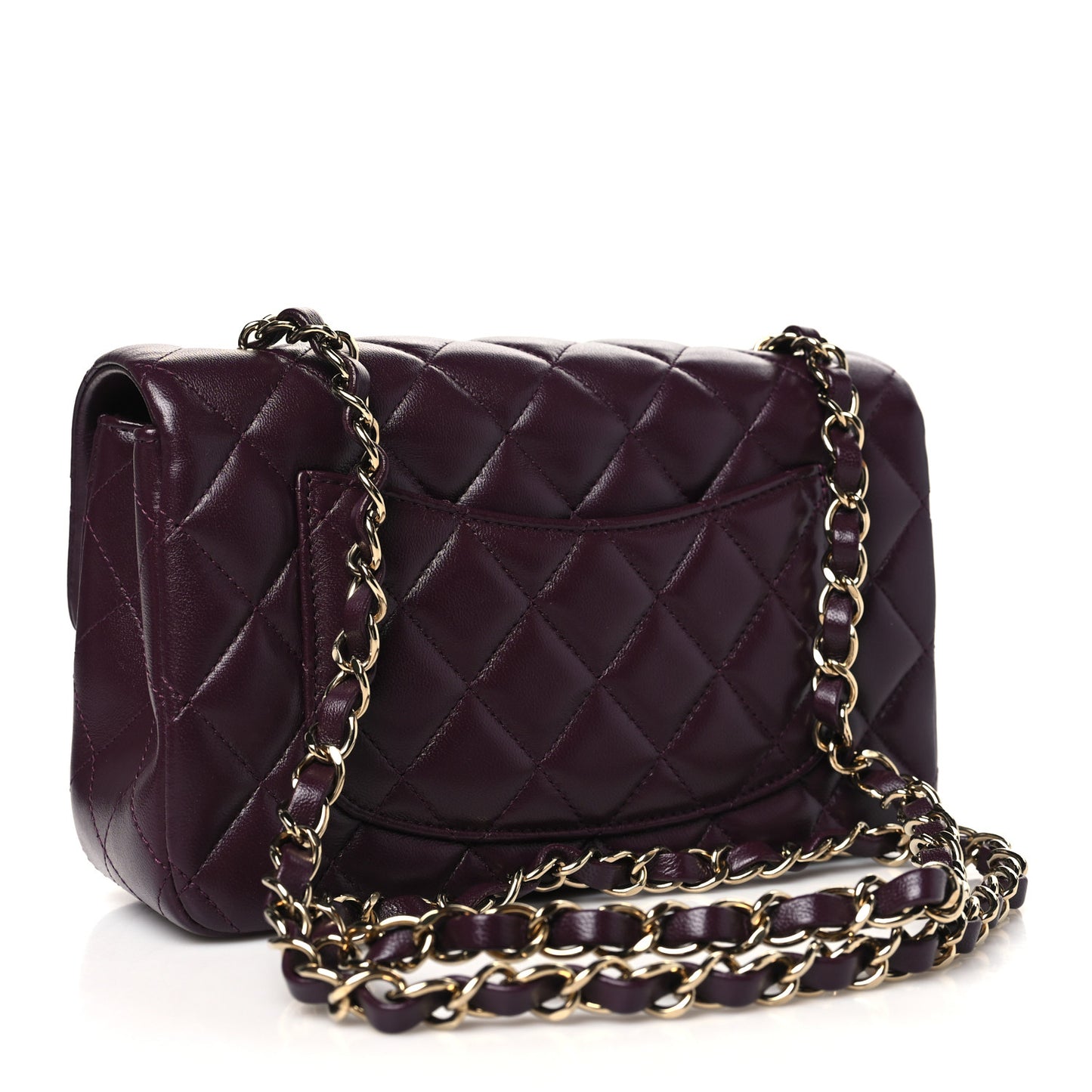 Lambskin Quilted Mini Rectangular Flap Burgundy