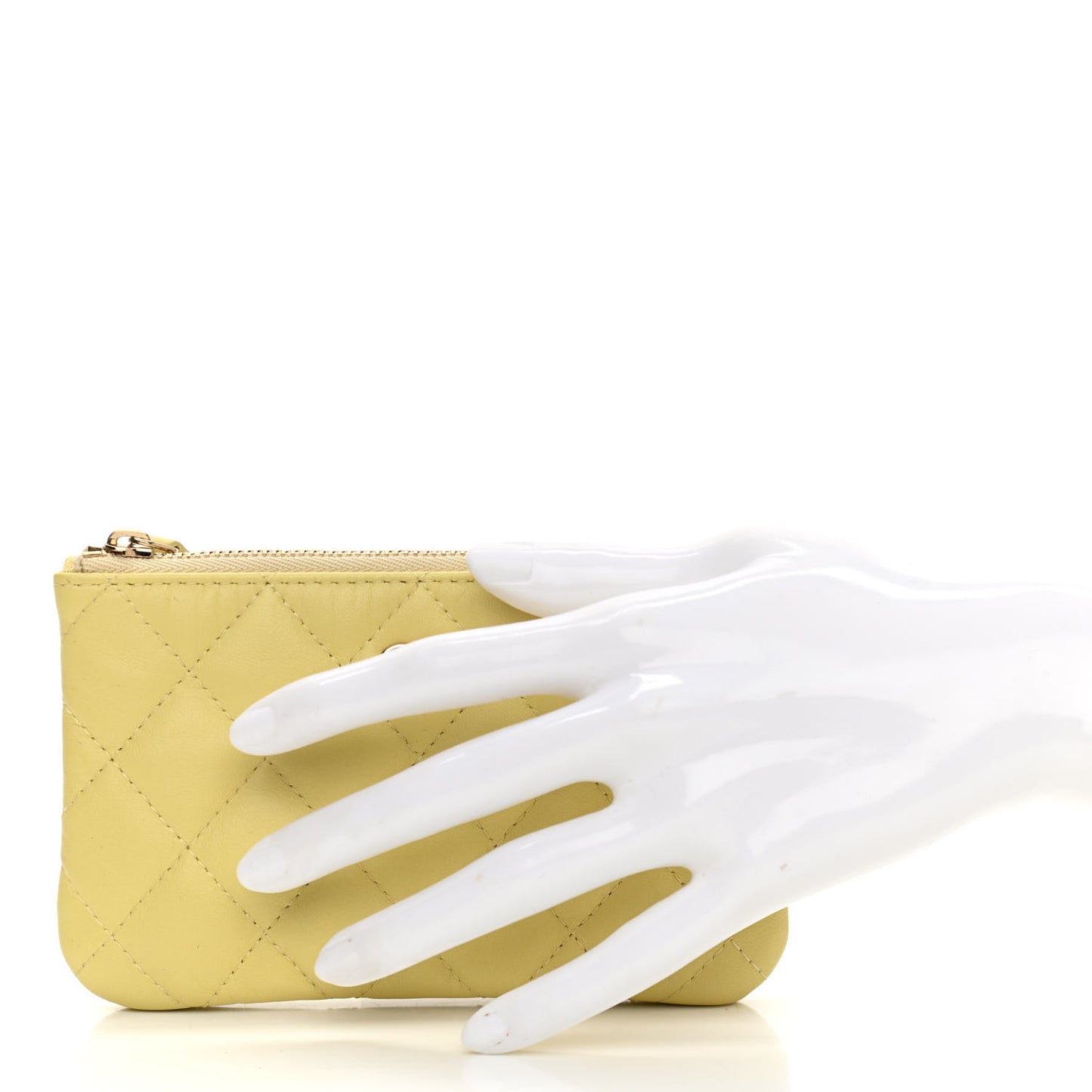 Lambskin Quilted Small Cosmetic Case Yellow