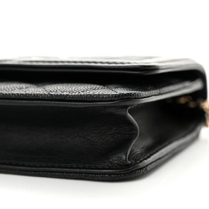 Chanel Caviar Quilted CC Filigree Wallet On Chain WOC Black 11 of 13