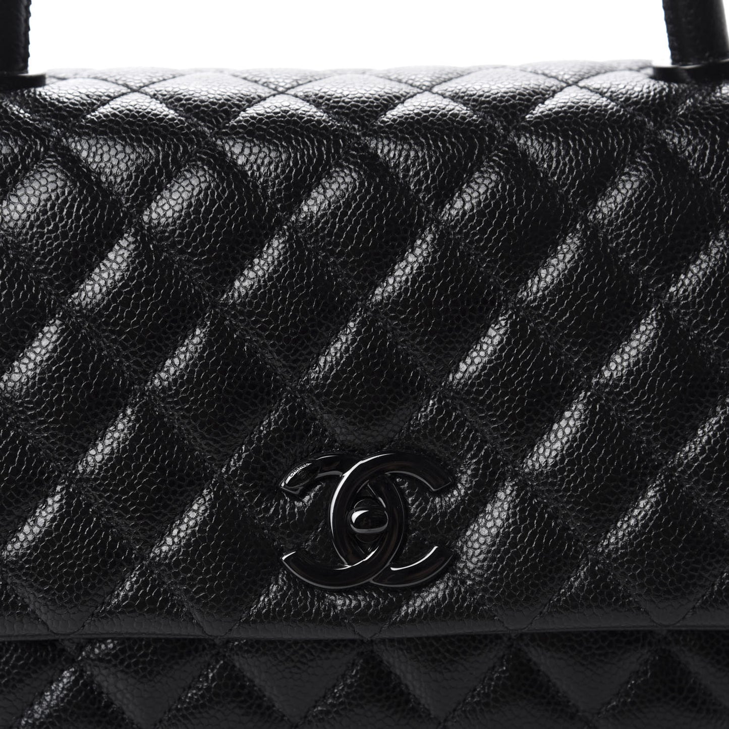 Caviar Quilted Small Coco Handle Flap So Black