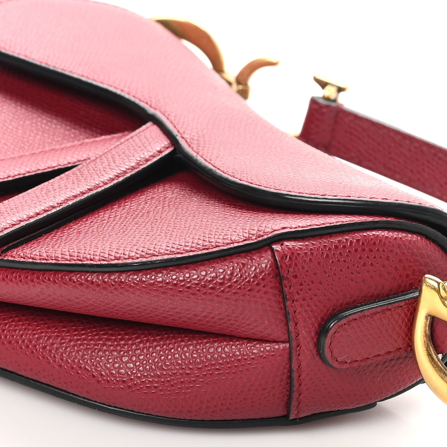 Grained Calfskin Mini Saddle Bag Red