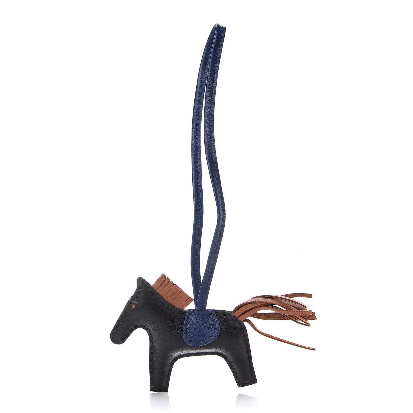 Milo Lambskin Grigri Rodeo Horse Bag Charm PM Black Bleu Saphir Gold
