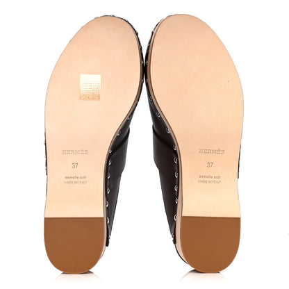 Hermes Calfskin Calya Mules 37 Cafe 7 of 11