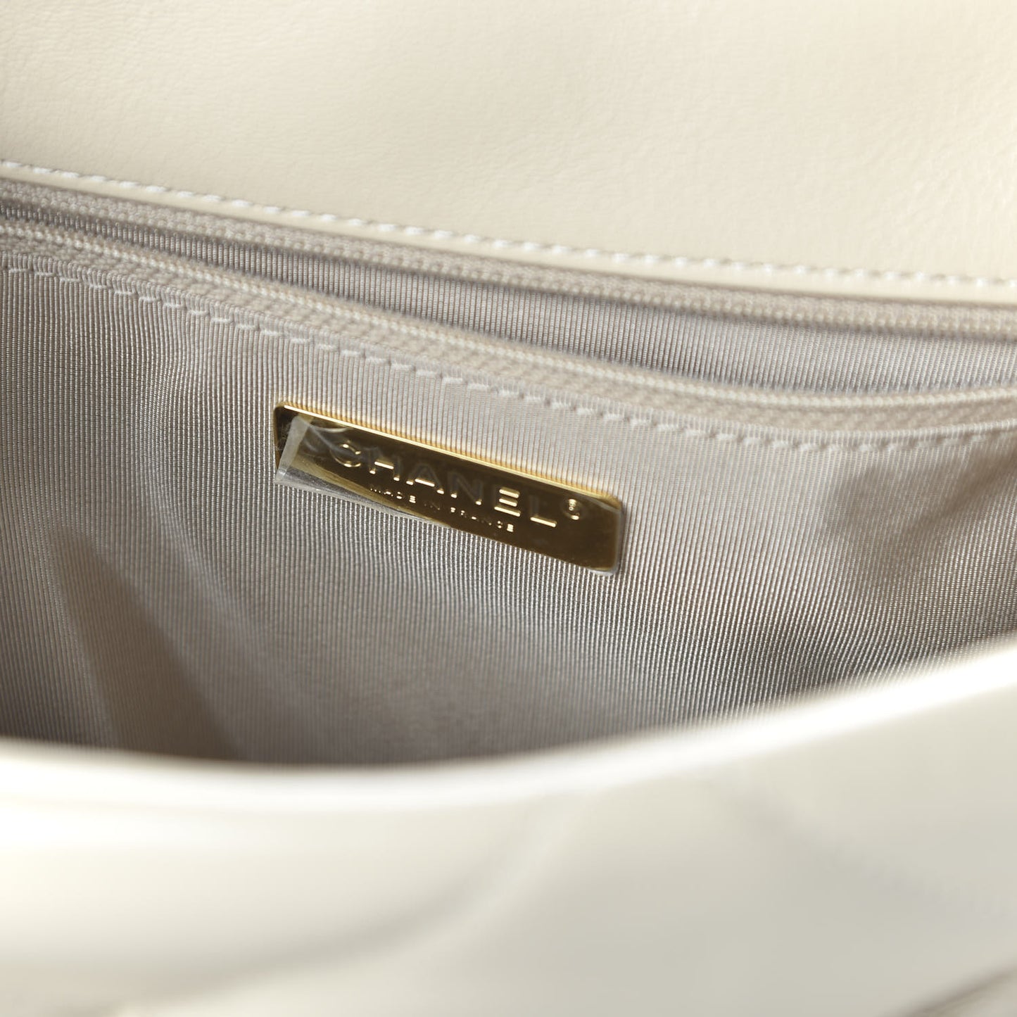 Lambskin Quilted Large 19 Flap Beige