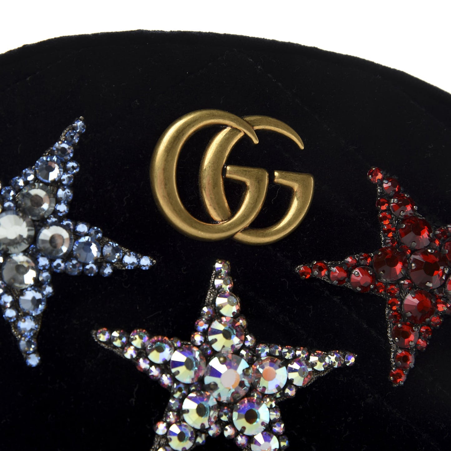 Velvet Matelasse Crystal Star GG Marmont Belt Bag 85 34 Black