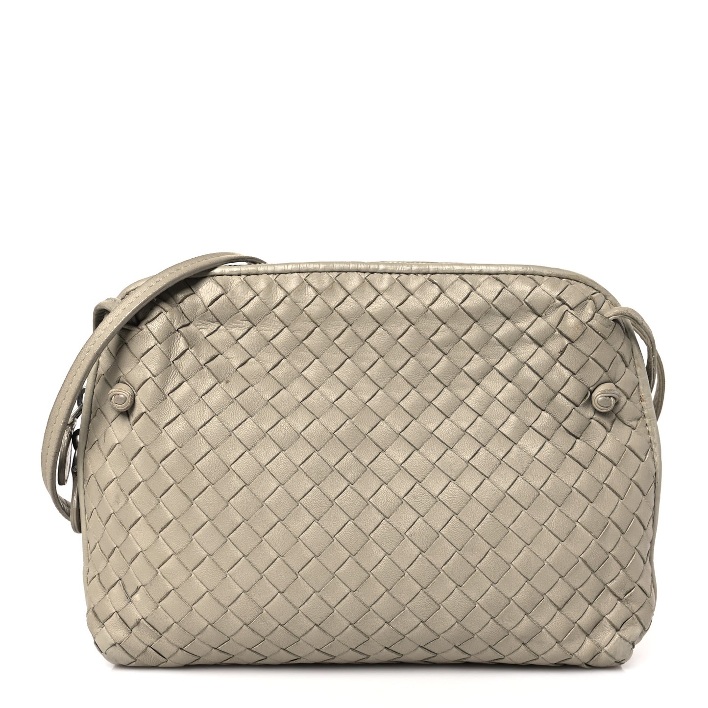 Nappa Intrecciato Nodini Crossbody Messenger Light Grey