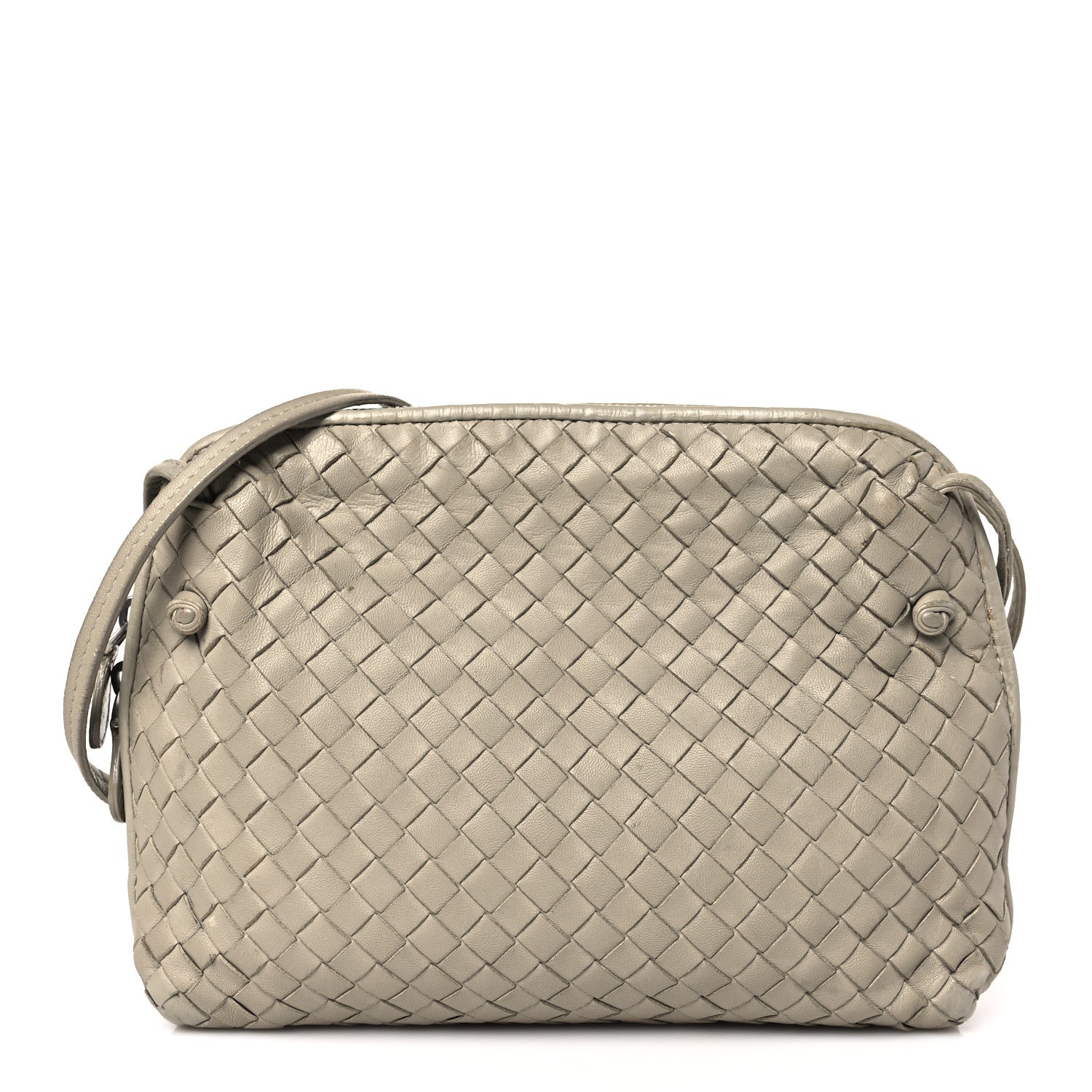 Bottega Veneta Nappa Intrecciato Nodini Crossbody Messenger Light Grey 1 of 14