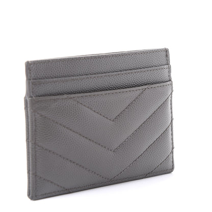 Saint Laurent Grain De Poudre Matelasse Chevron Monogram Credit Card Case Coal 2 of 10