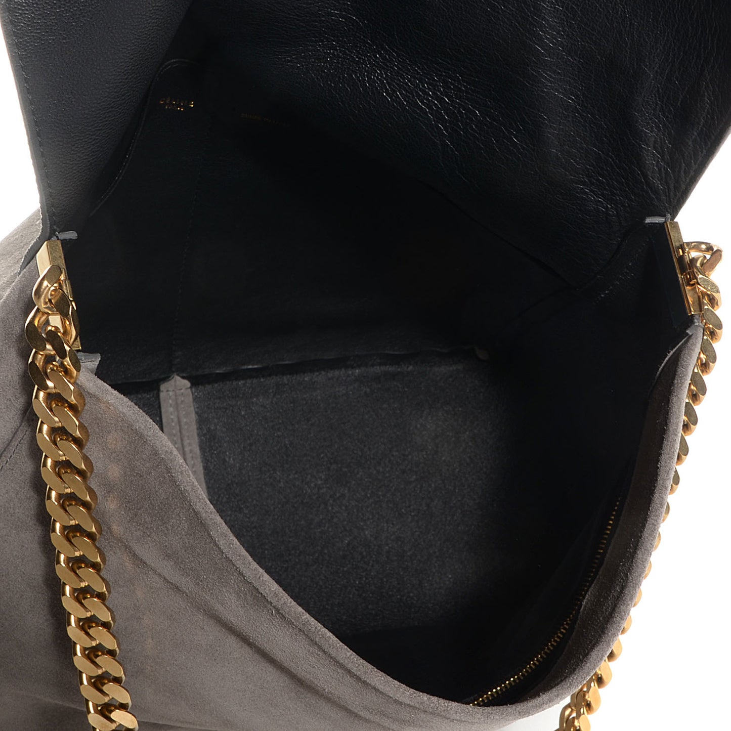 Suede Gourmette Shoulder Bag Grey