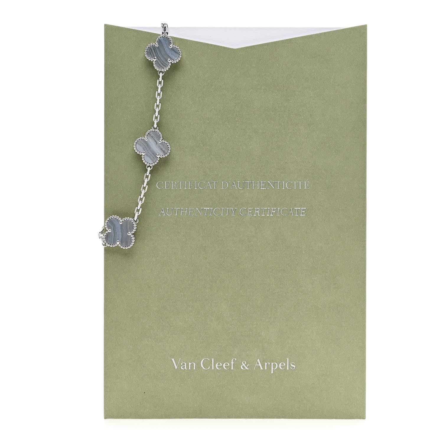 Van Cleef & Arpels 18K White Gold Chalcedony 5 Motifs Vintage Alhambra Bracelet 5 of 5