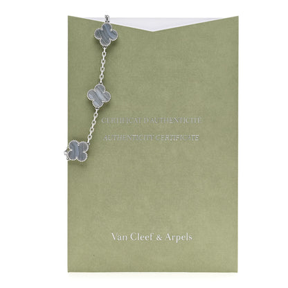 Van Cleef & Arpels 18K White Gold Chalcedony 5 Motifs Vintage Alhambra Bracelet 5 of 5