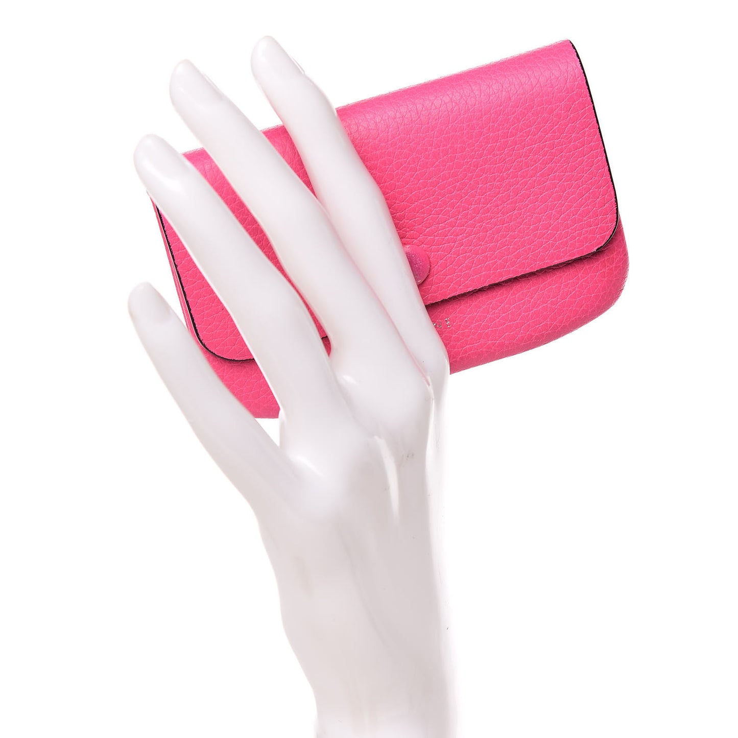 Calfskin Flap Card Holder Fluo Pink