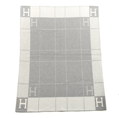 Hermes Wool Cashmere Avalon III Blanket Ecru Gris Clair 1 of 3